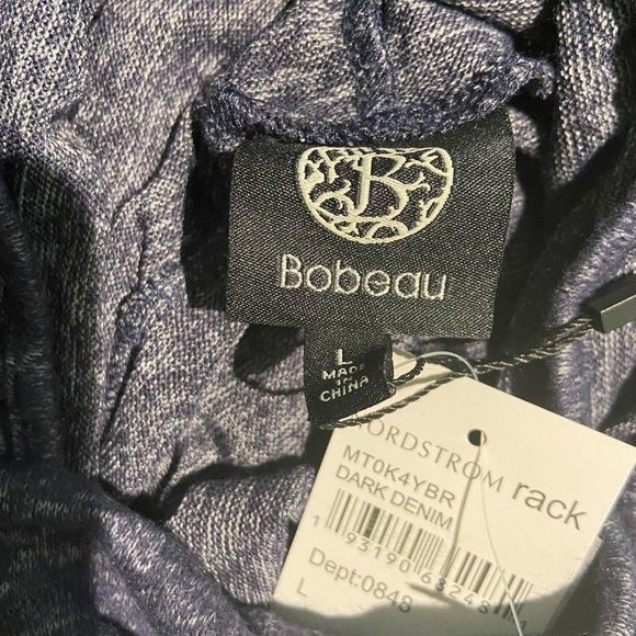 NWT BOBEAU Blue Cowl Neck Built-In Face Mask Sweat - Picture 6 of 11